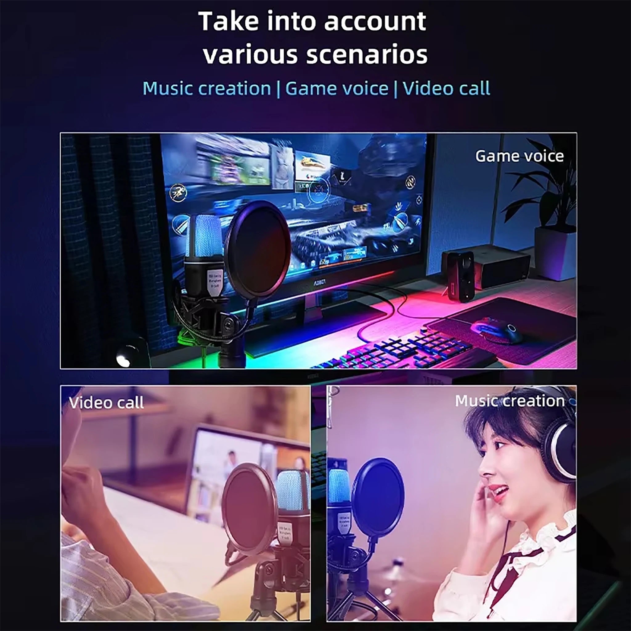 SF666R USB RGB Condenser Gaming Microphone