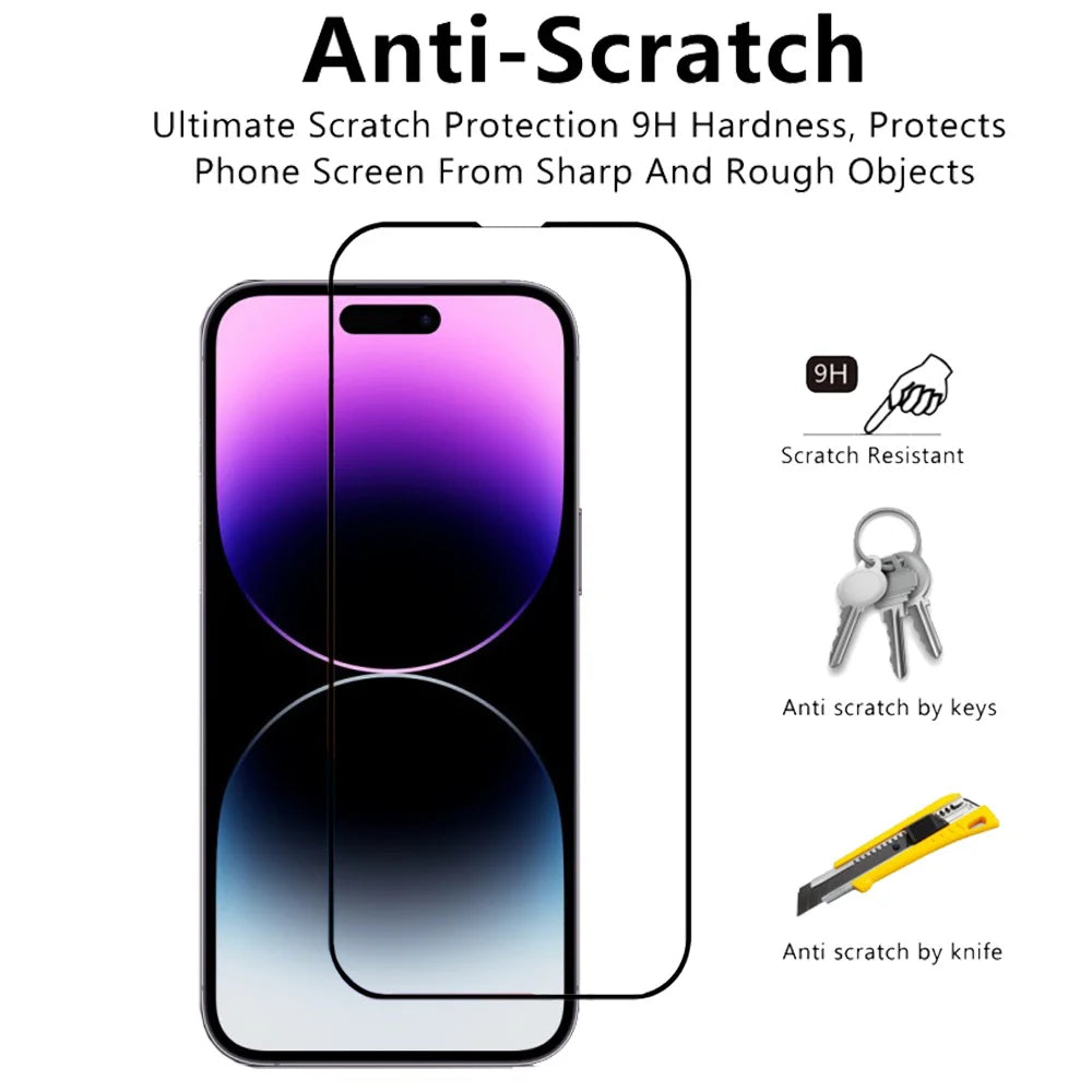 Coverage Tempered Glass Screen Protector with Black Edge for iPhone