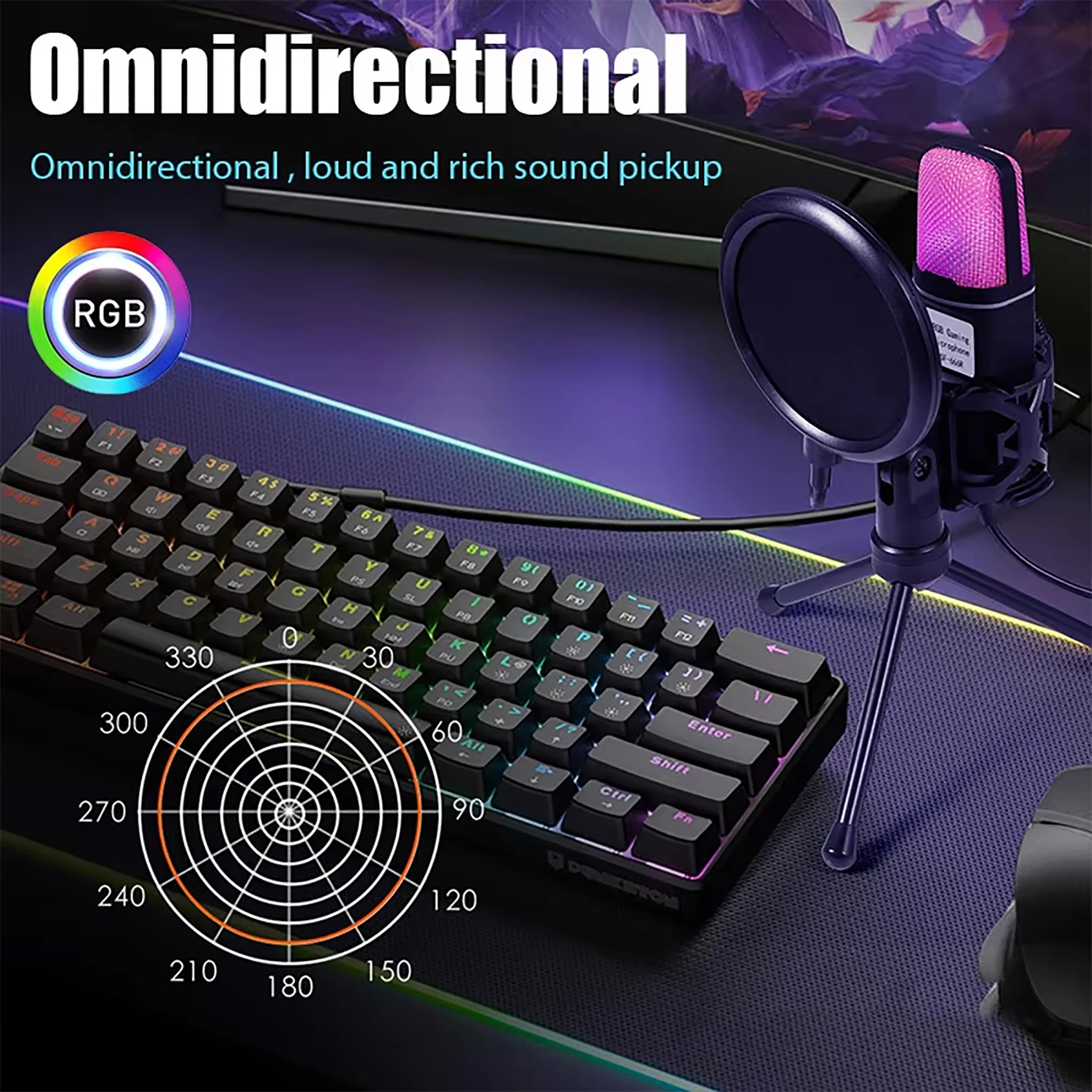 SF666R USB RGB Condenser Gaming Microphone